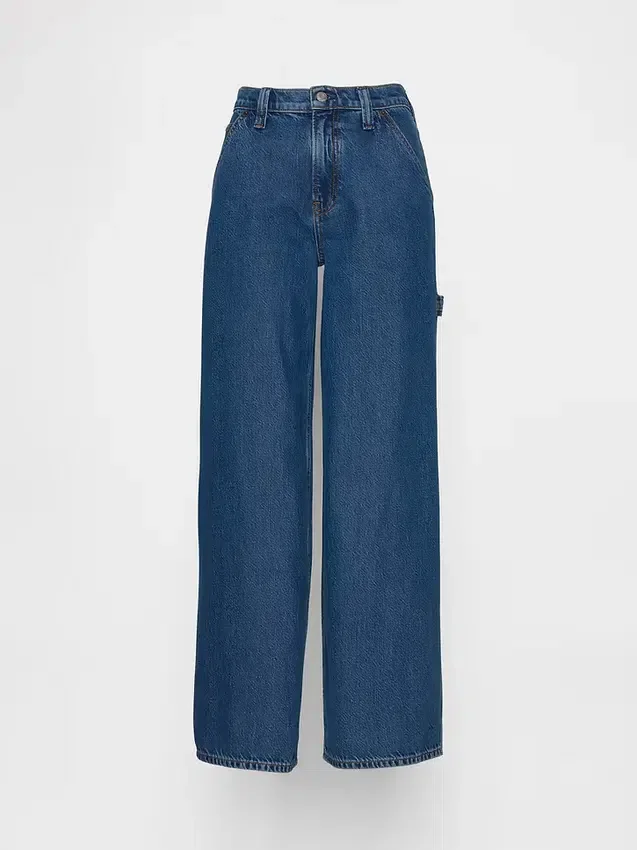 Pantaloni larghi in denim ultrasoft a vita media