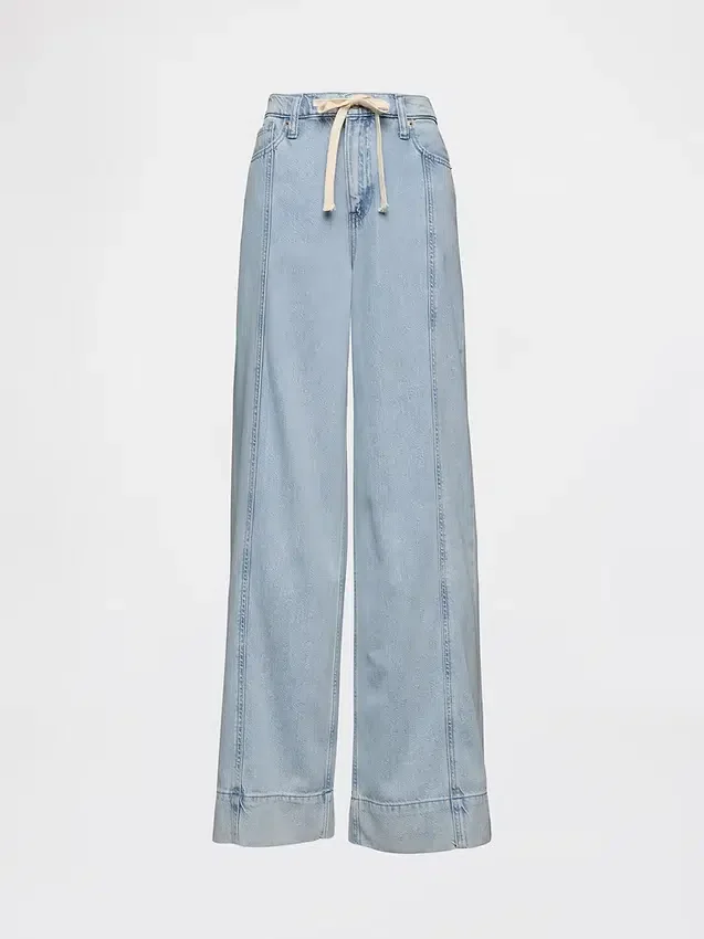 Pantaloni larghi in denim ultrasoft a vita media