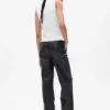 Pantaloni larghi in pelle vegana a vita media