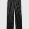 Pantaloni larghi in pelle vegana a vita media
