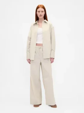 Pantaloni larghi in velluto a coste a vita media