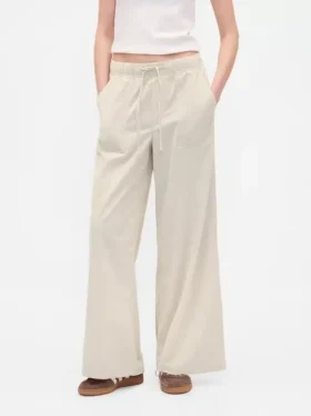 Pantaloni larghi in velluto a coste a vita media