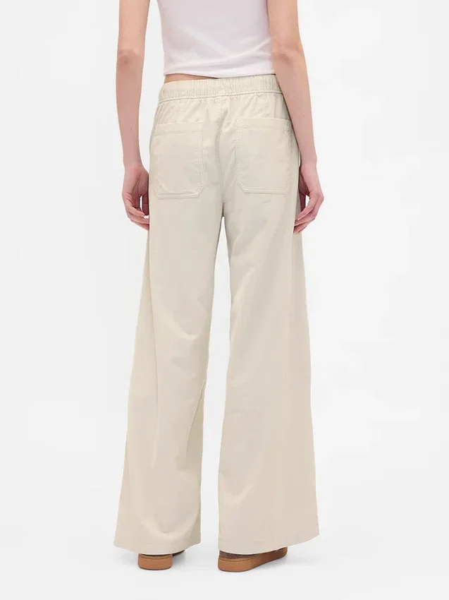 Pantaloni larghi in velluto a coste a vita media