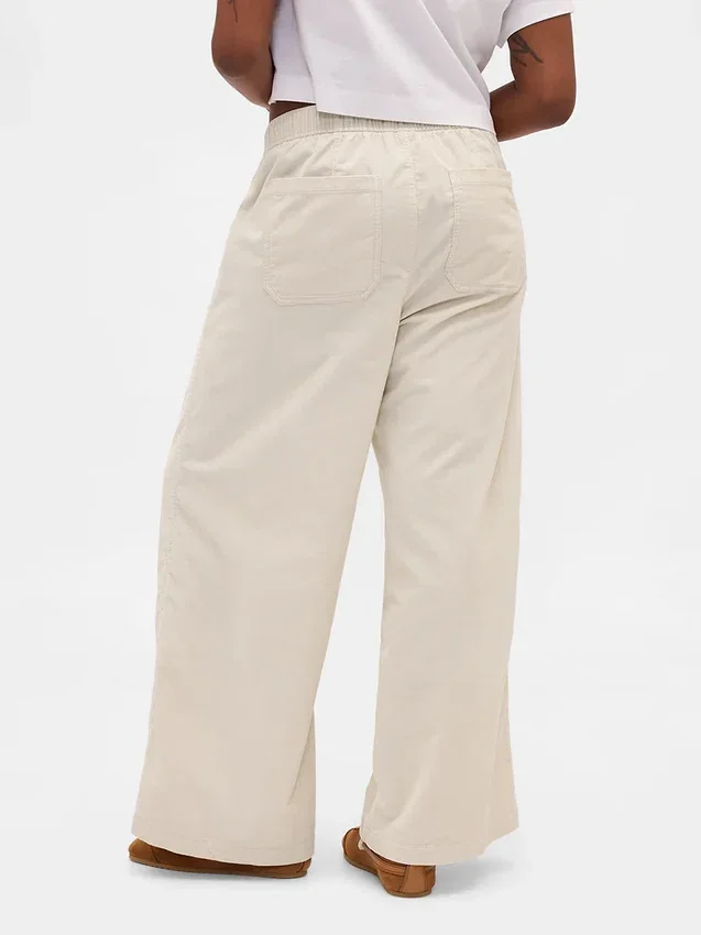 Pantaloni larghi in velluto a coste a vita media