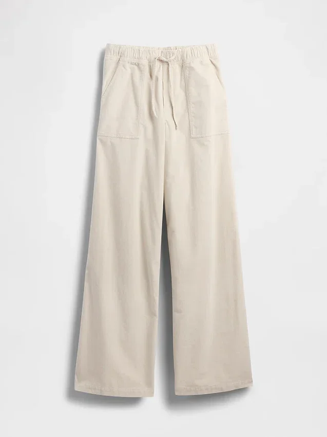 Pantaloni larghi in velluto a coste a vita media