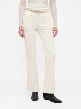 Pantaloni lunghi e slim in velluto a coste a vita bassa