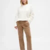 Pantaloni lunghi e slim in velluto a coste a vita bassa