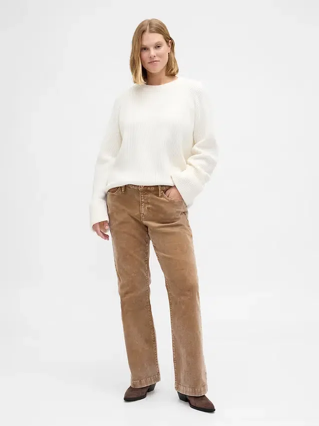 Pantaloni lunghi e slim in velluto a coste a vita bassa