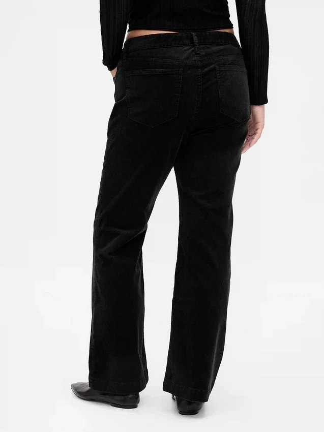 Pantaloni lunghi e slim in velluto a coste a vita bassa