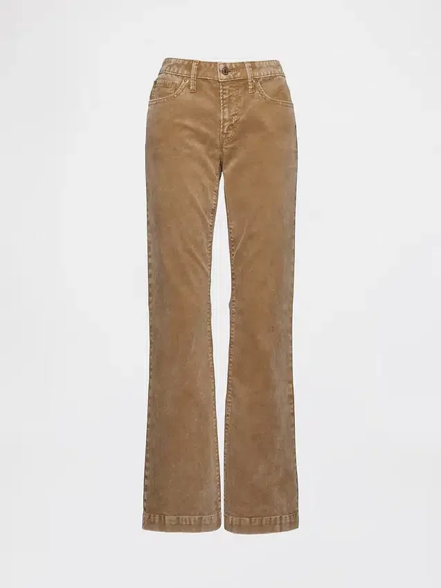 Pantaloni lunghi e slim in velluto a coste a vita bassa