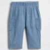 Pantaloni per neonati in garza di cotone con orsetto Brannan