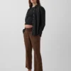 Pantaloni premaman in garza di cotone con pannello intero