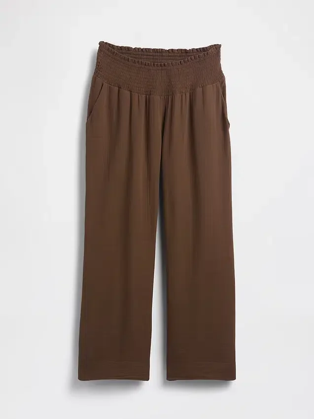 Pantaloni premaman in garza di cotone con pannello intero