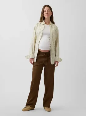 Pantaloni premaman in twill sotto il pancione