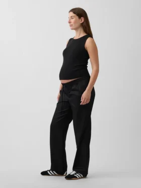 Pantaloni premaman in twill sotto il pancione