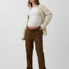 Pantaloni premaman in twill sotto il pancione