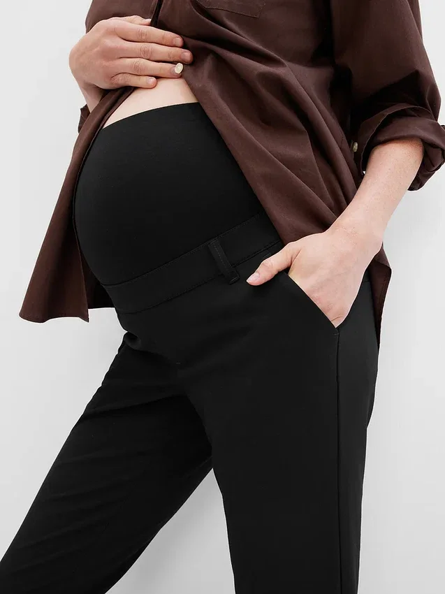 Pantaloni premaman slim a pannello intero
