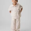 Pantaloni senza chiusura per neonato & bebè in misto lino e cotone