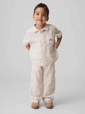 Pantaloni senza chiusura per neonato & bebè in misto lino e cotone