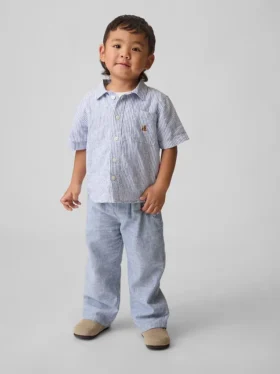 Pantaloni senza chiusura per neonato & bebè in misto lino e cotone