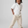 Pantaloni senza chiusura per neonato & bebè in misto lino e cotone