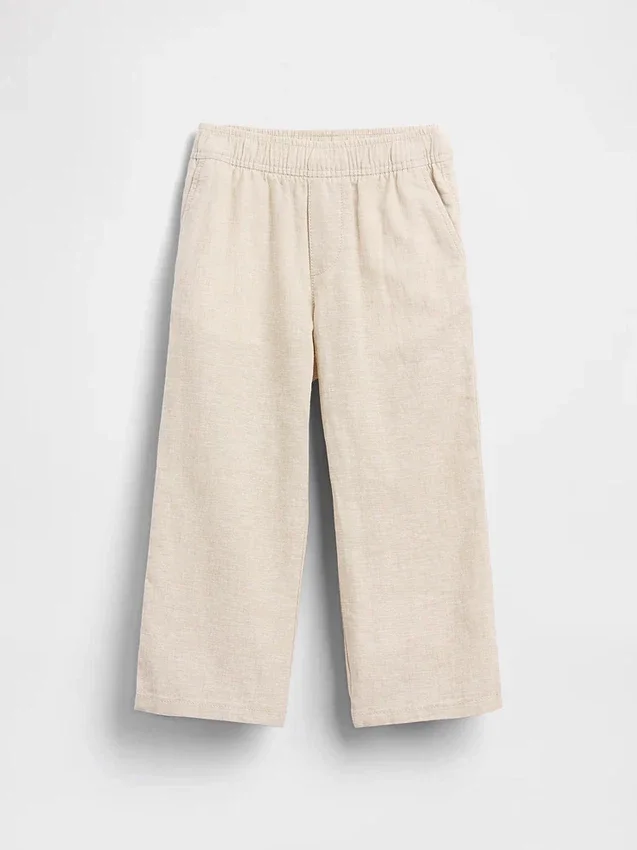 Pantaloni senza chiusura per neonato & bebè in misto lino e cotone