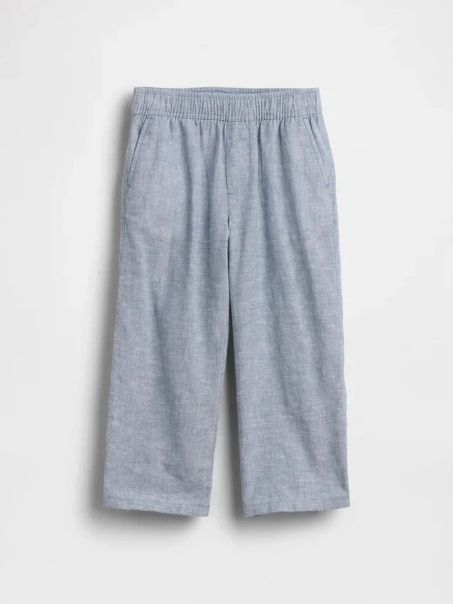 Pantaloni senza chiusura per neonato & bebè in misto lino e cotone