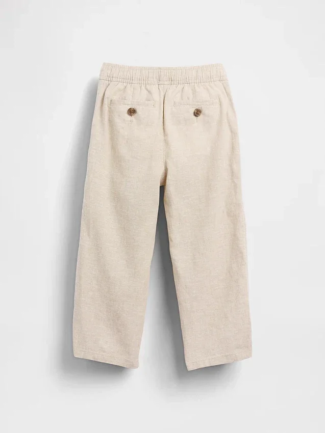 Pantaloni senza chiusura per neonato & bebè in misto lino e cotone