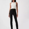 Pantaloni skinny a vita alta in maglia doppia