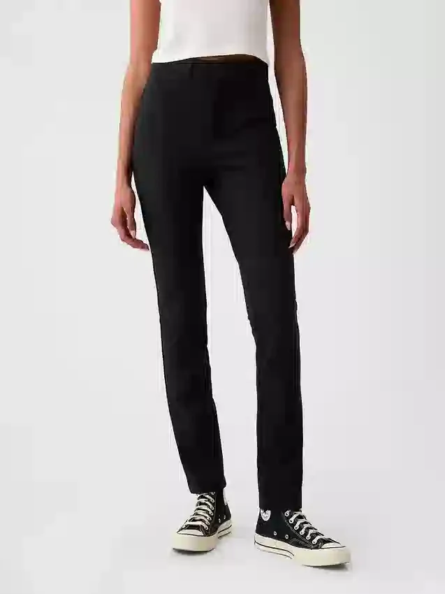 Pantaloni skinny a vita alta in maglia doppia