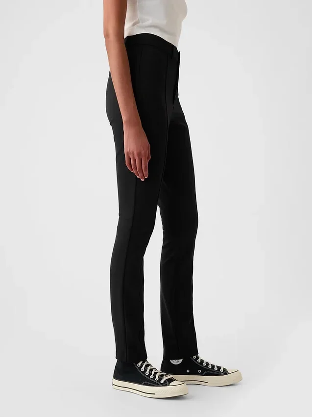 Pantaloni skinny a vita alta in maglia doppia