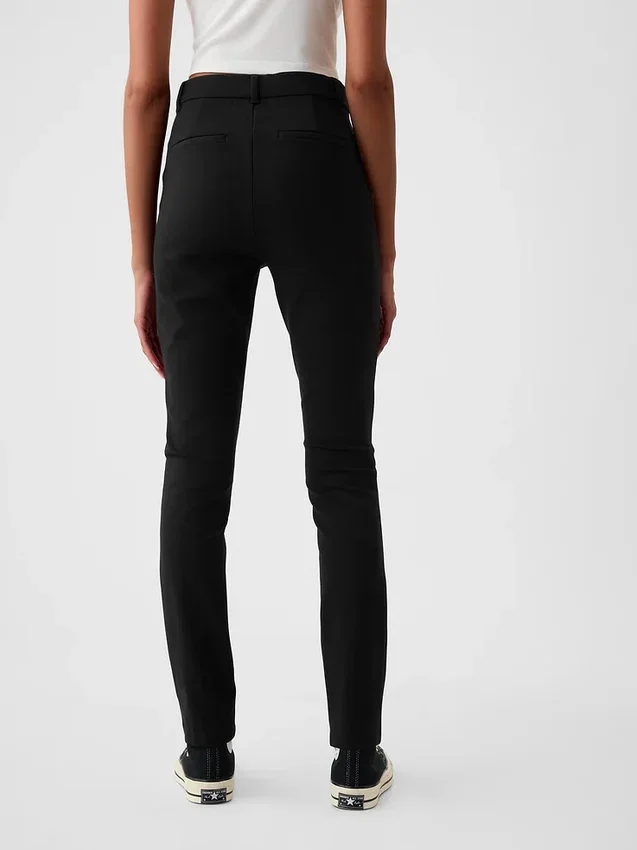Pantaloni skinny a vita alta in maglia doppia