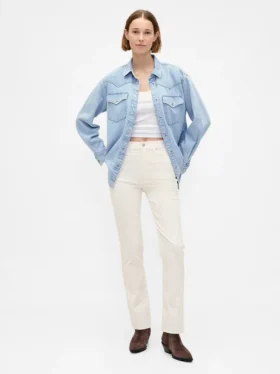 Pantaloni slim dritti in velluto a coste a vita alta stile anni ’90