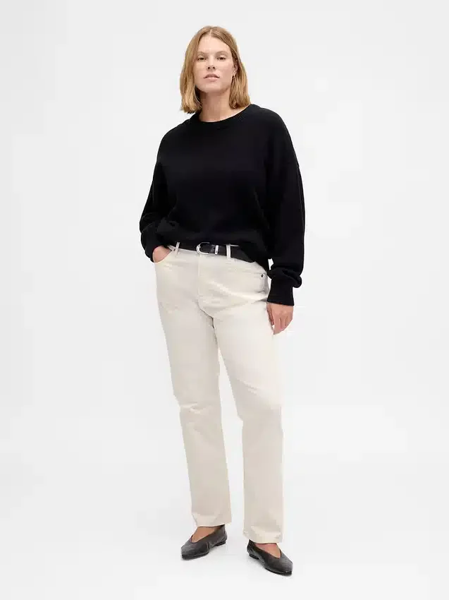 Pantaloni slim dritti in velluto a coste a vita alta stile anni ’90