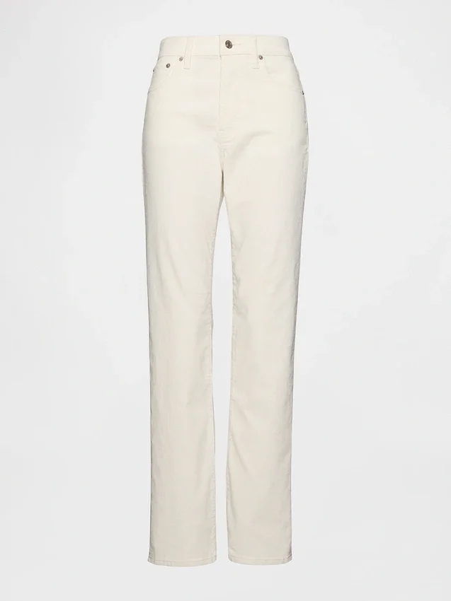 Pantaloni slim dritti in velluto a coste a vita alta stile anni ’90