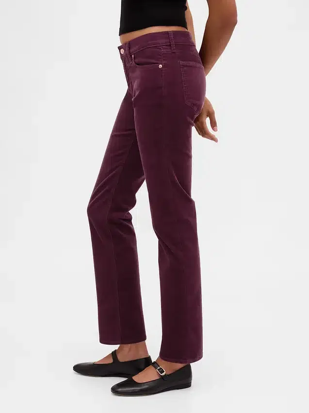 Pantaloni slim dritti in velluto a coste a vita bassa in stile anni ’90