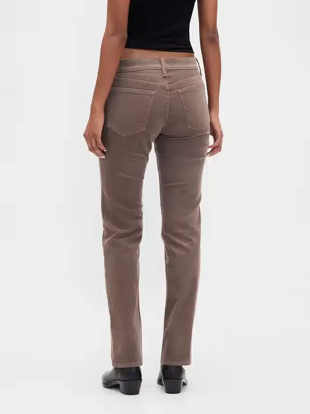 Pantaloni slim dritti in velluto a coste a vita bassa in stile anni ’90
