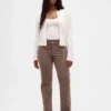 Pantaloni slim dritti in velluto a coste a vita bassa in stile anni ’90