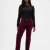 Pantaloni slim dritti in velluto a coste a vita bassa in stile anni ’90