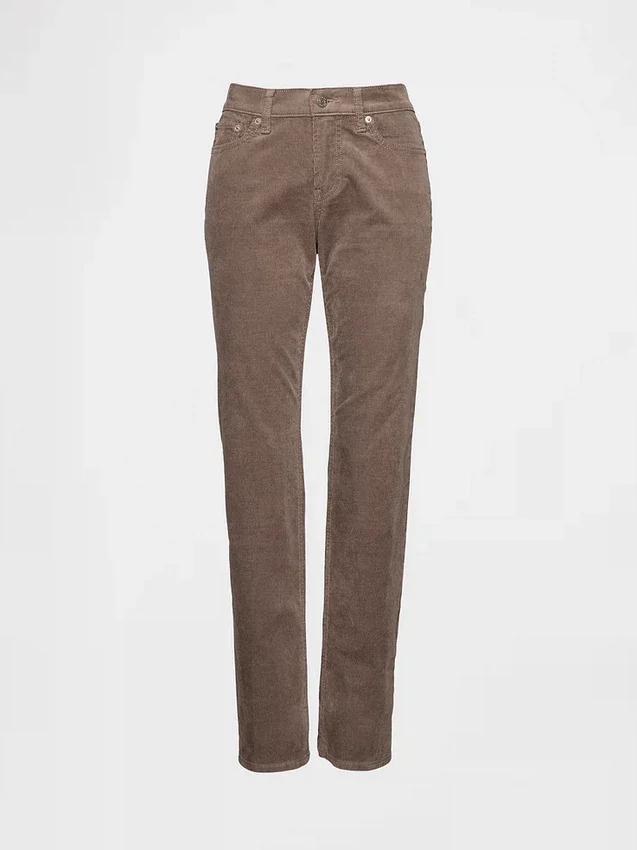 Pantaloni slim dritti in velluto a coste a vita bassa in stile anni ’90