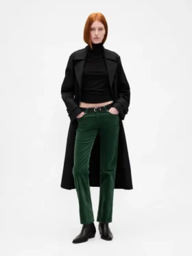 Pantaloni slim dritti in velluto a vita bassa in stile anni ’90