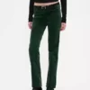 Pantaloni slim dritti in velluto a vita bassa in stile anni ’90