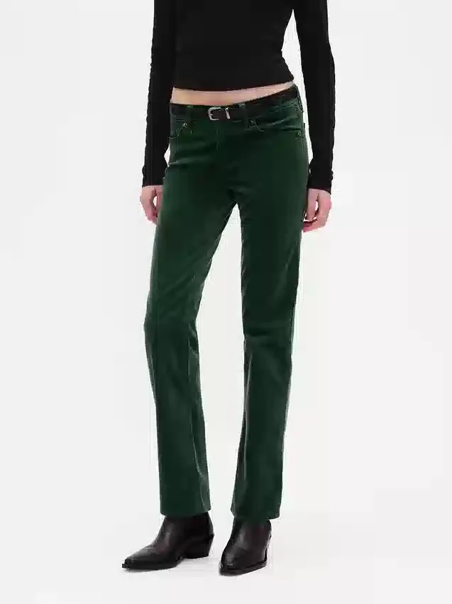 Pantaloni slim dritti in velluto a vita bassa in stile anni ’90