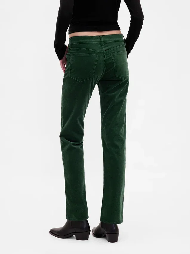 Pantaloni slim dritti in velluto a vita bassa in stile anni ’90