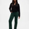 Pantaloni slim dritti in velluto a vita bassa in stile anni ’90