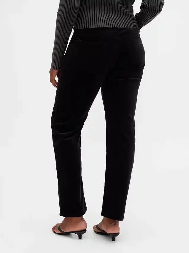 Pantaloni slim dritti in velluto a vita bassa in stile anni ’90