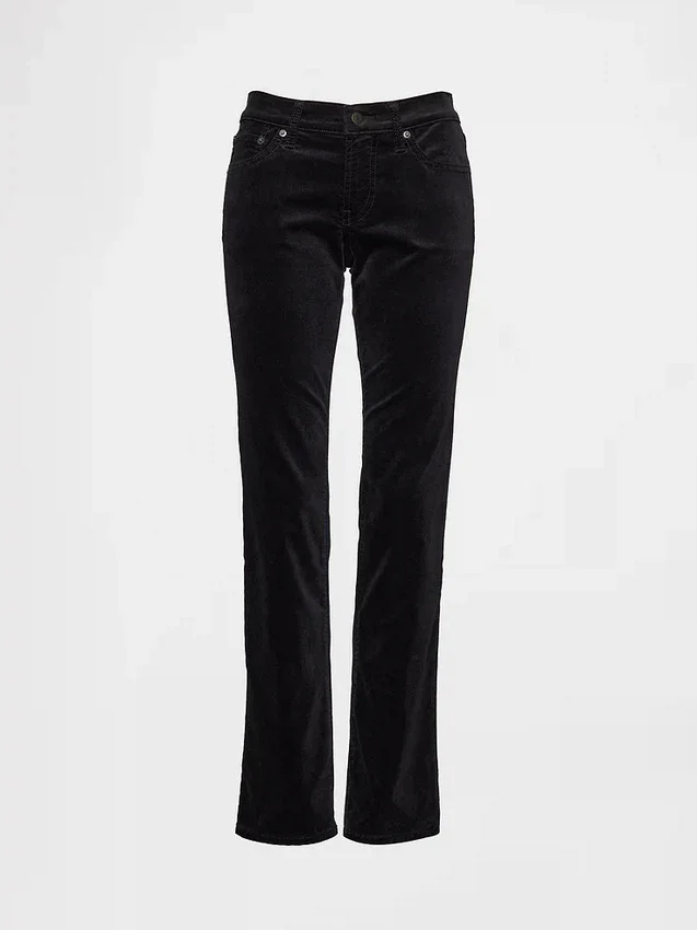 Pantaloni slim dritti in velluto a vita bassa in stile anni ’90