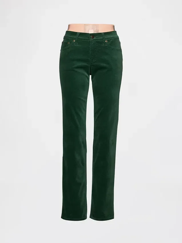Pantaloni slim dritti in velluto a vita bassa in stile anni ’90