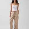 Pantaloni utility a gamba a botte in twill a vita media