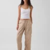 Pantaloni utility a gamba a botte in twill a vita media